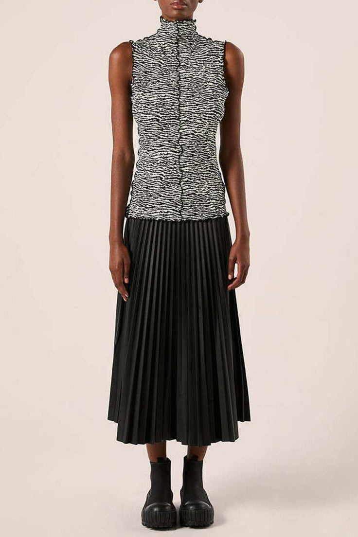 Proenza Schouler - Slinky Jersey Turtleneck Tanktop - Black/White/Jade - Mujer
