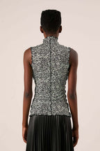 Proenza Schouler - Slinky Jersey Turtleneck Tanktop - Black/White/Jade - Mujer