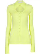 Proenza Schouler - Long Sleeve Jersey Button Top - Lime - Femme