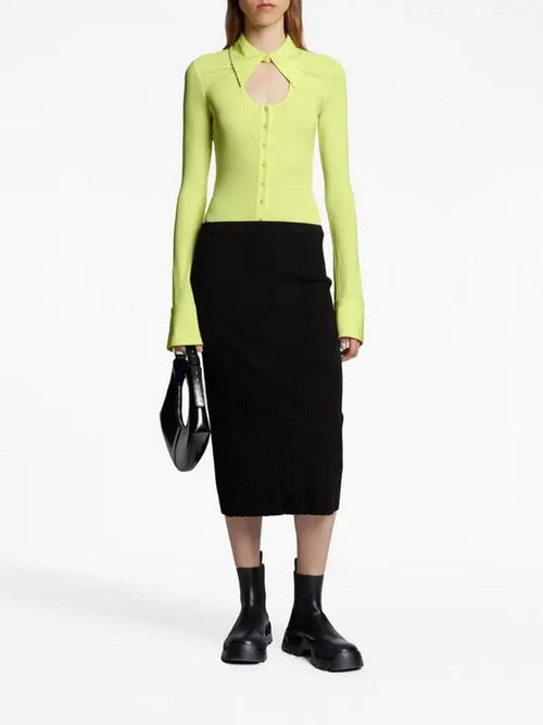 Proenza Schouler - Long Sleeve Jersey Button Top - Lime - Femme