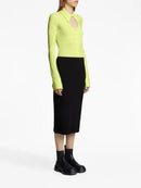 Proenza Schouler - Long Sleeve Jersey Button Top - Lime - Femme