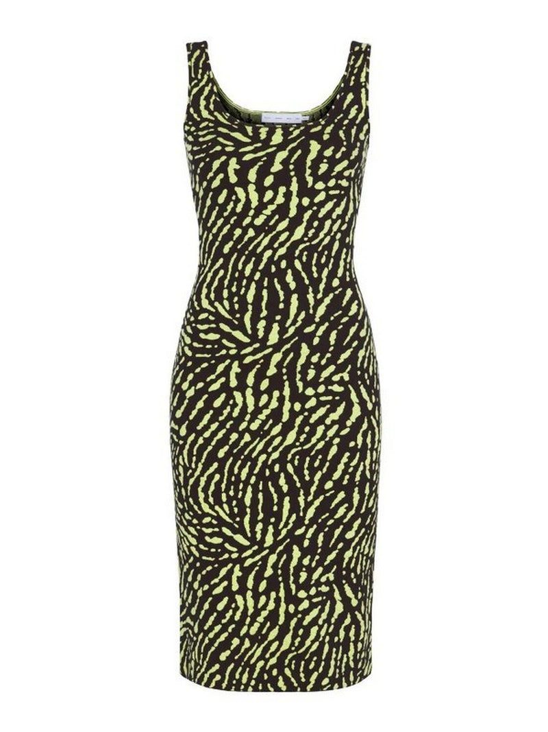 Proenza Schouler - Animal Jacquard Tank Top Dress - Black/Lime - Femme