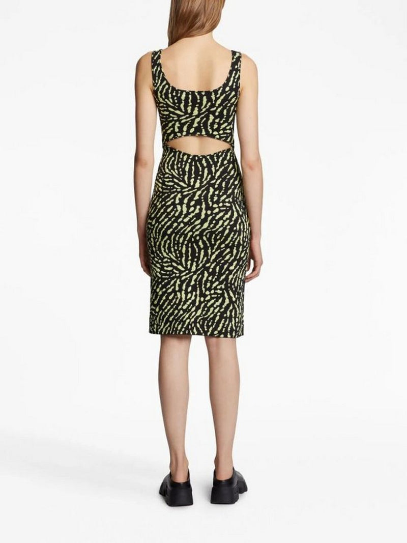 Proenza Schouler - Animal Jacquard Tank Top Dress - Black/Lime - Femme