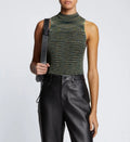 Proenza Schouler - Space Dye Mock Neck Tank Top - Navy/Lime/Black - Women