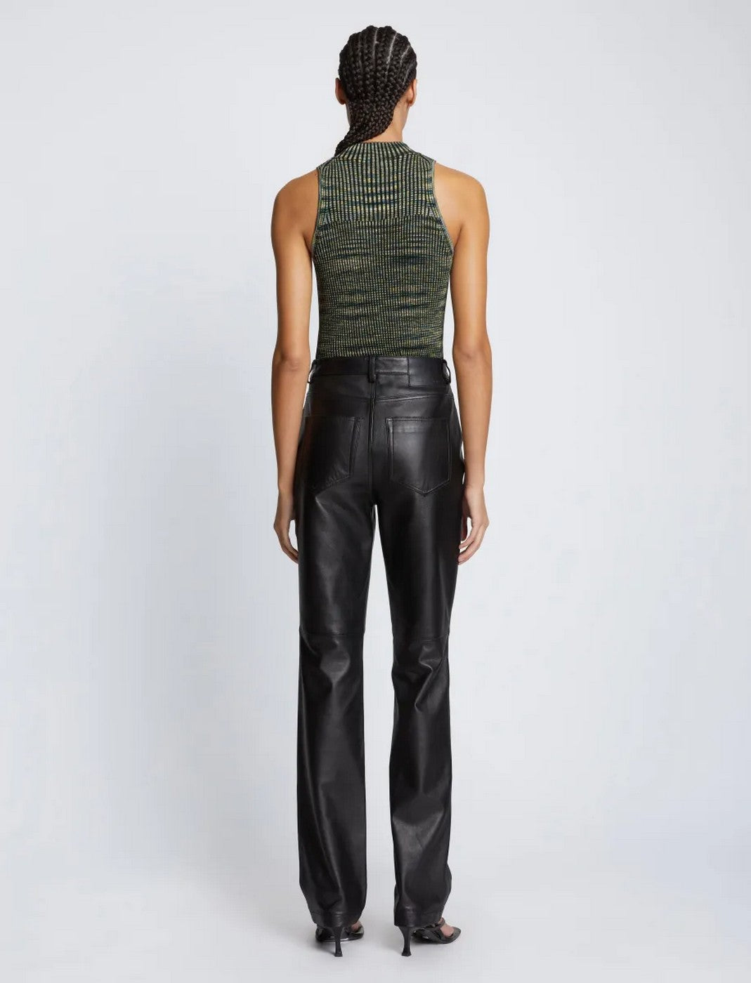 Proenza Schouler - Space Dye Mock Neck Tank Top - Navy/Lime/Black - Women