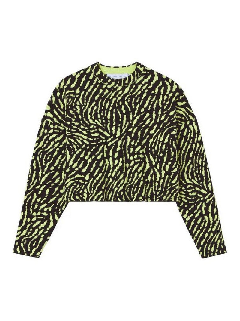 Proenza Schouler - Animal Jacquard Sweater - Black/Lime - Femme