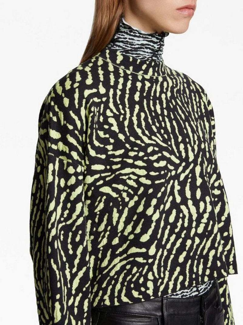 Proenza Schouler - Animal Jacquard Sweater - Black/Lime - Femme