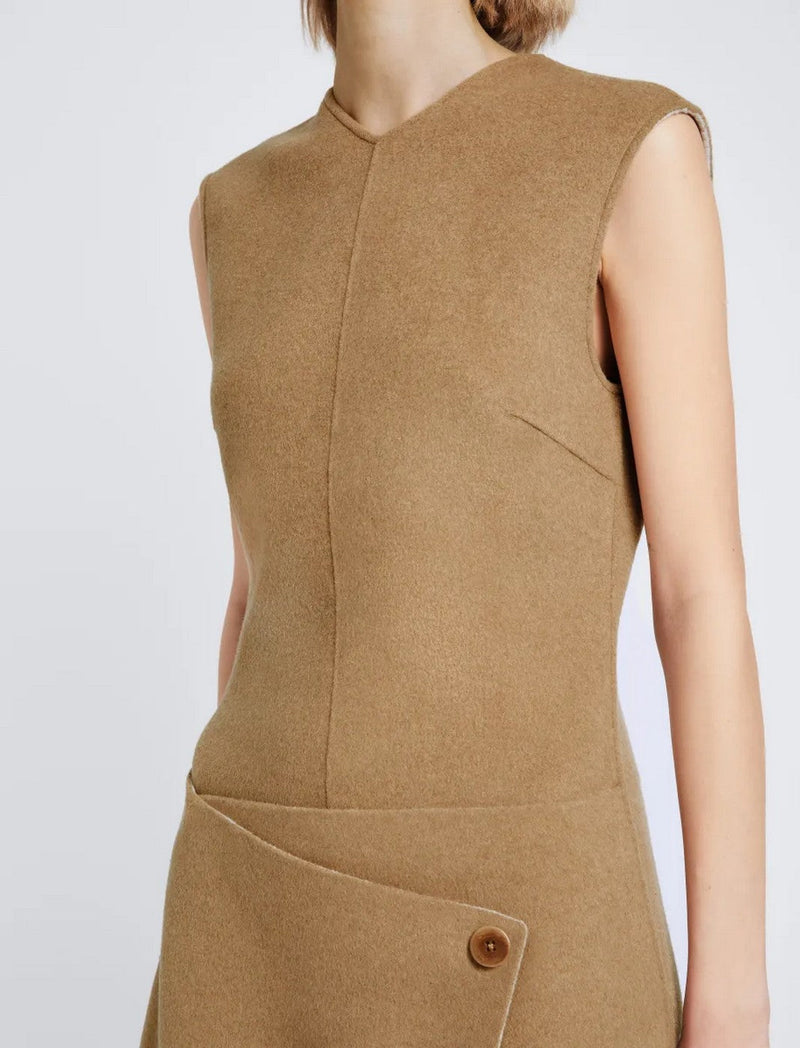 Proenza Schouler - Melton Double Face Dress - Camel / Off White - Femme