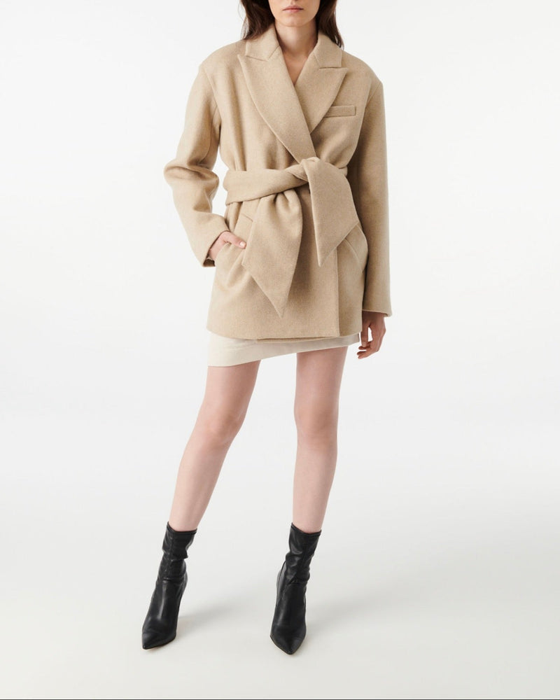 Manteau Court Ceinturé Oneria - Beige - Femme