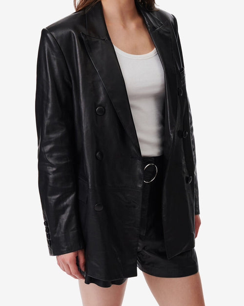 Veste De Tailleur En Cuir Doumi - Black
