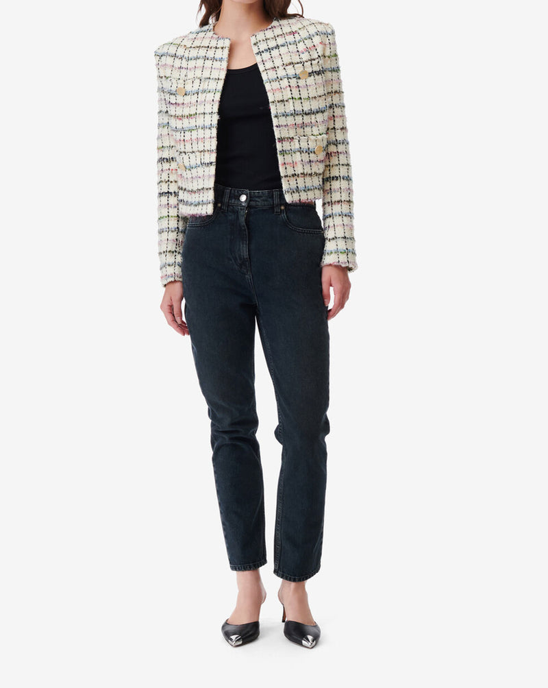 Veste Multicolore En Tweed Miora - Multico Ecru