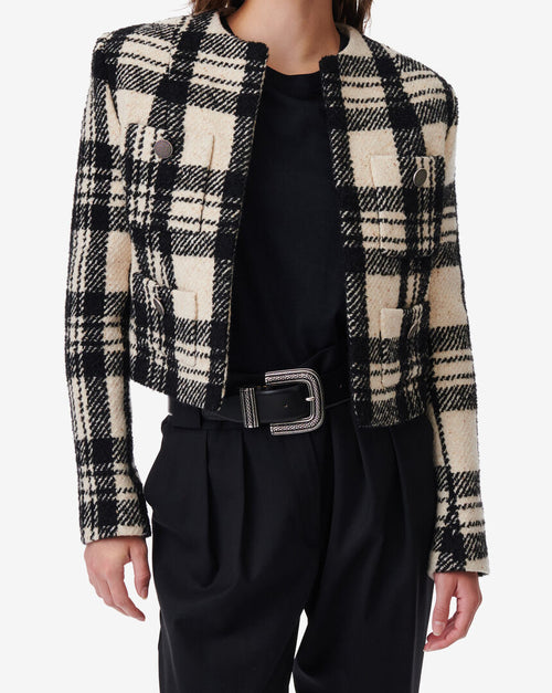 Veste À Carreaux Xelina - Ecru/Black