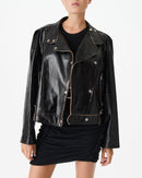 Blouson Col Montant En Cuir Shona - Black - Femme