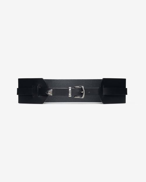 Ceinture Large En Cuir Doubly - Black
