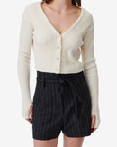 Cardigan Col V En Laine Cachemire Keyra - Ecru