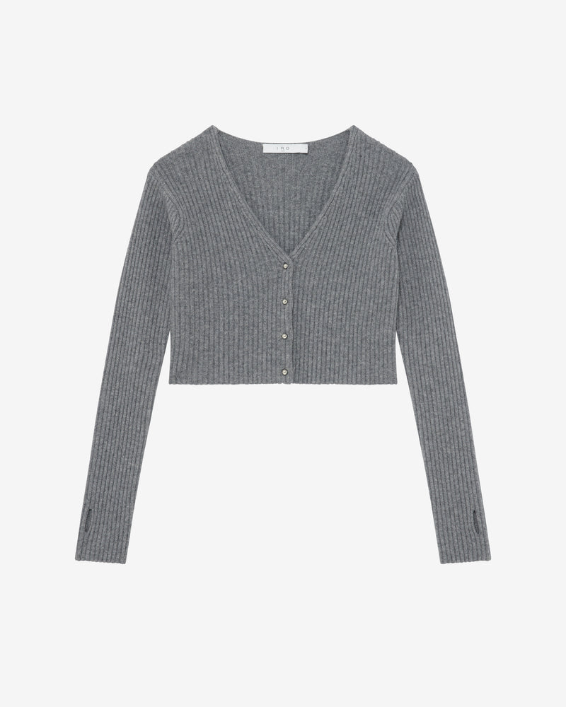 Cardigan Col V En Laine Cachemire Keyra - Anthracite
