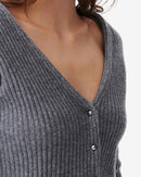 Cardigan Col V En Laine Cachemire Keyra - Anthracite
