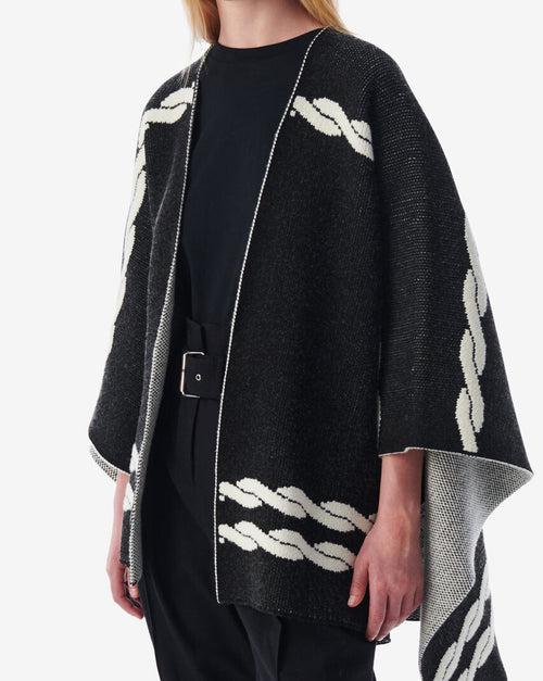 Cape Jacquard Tressé Wajdi - Black/Ecru
