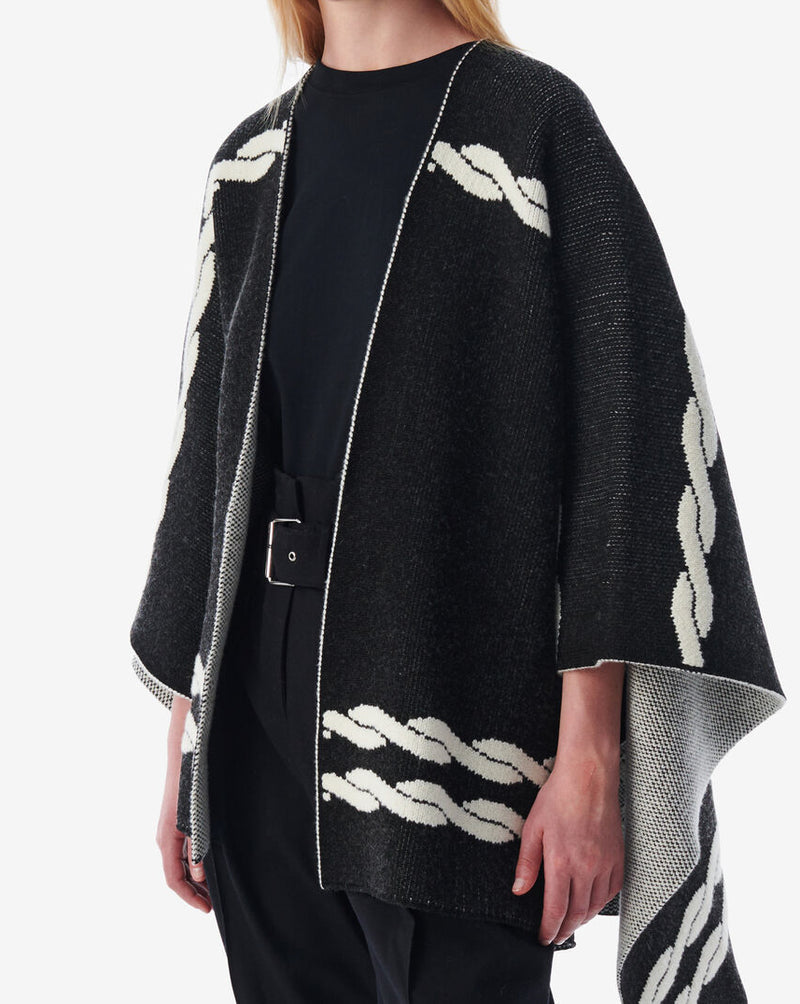 Cape Jacquard Tressé Wajdi - Black/Ecru