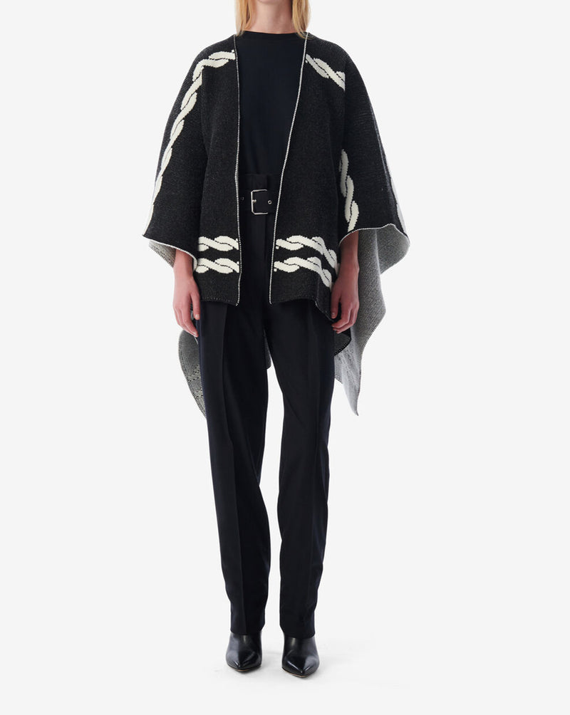 Cape Jacquard Tressé Wajdi - Black/Ecru