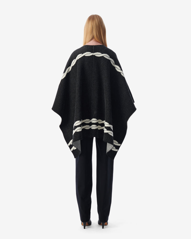 Cape Jacquard Tressé Wajdi - Black/Ecru