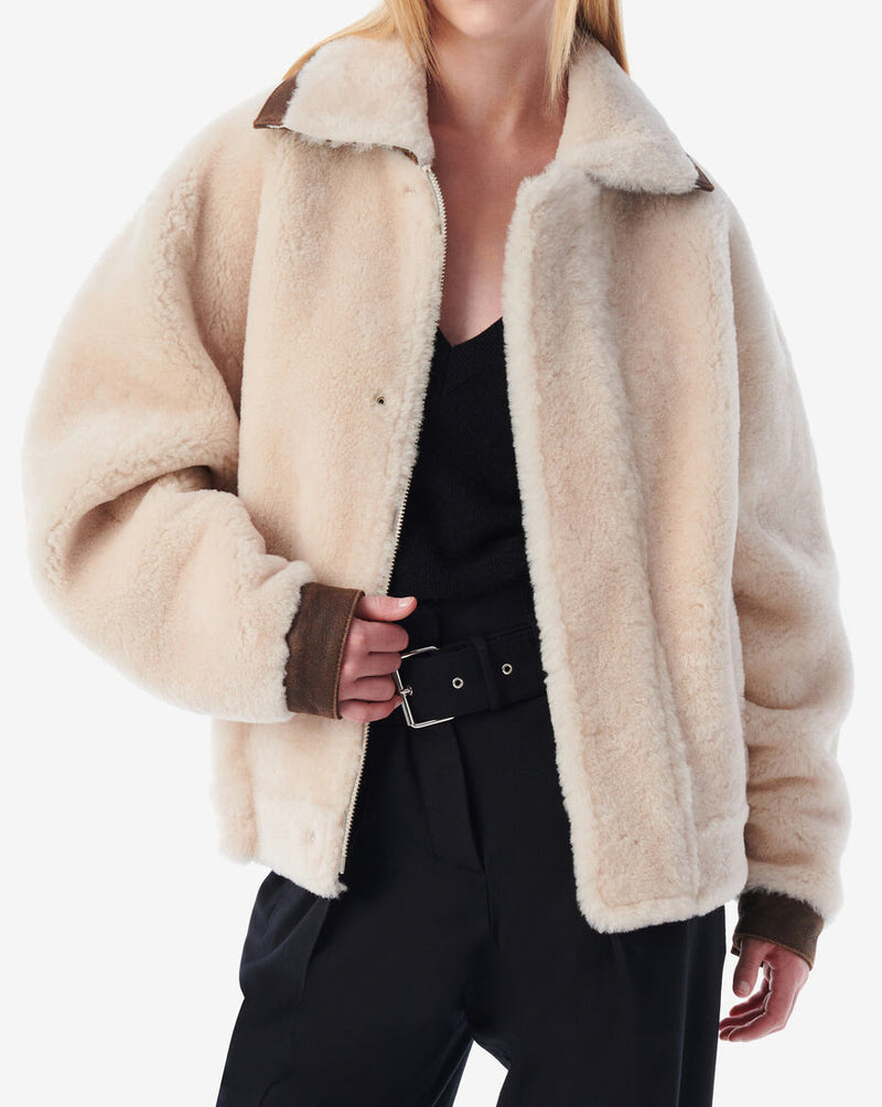 Peau Lainée Oversize Medelin - Ecru/ Brown