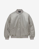 Bomber Oversize En Cuir Morel - Golden Brown