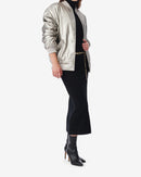 Bomber Oversize En Cuir Morel - Golden Brown