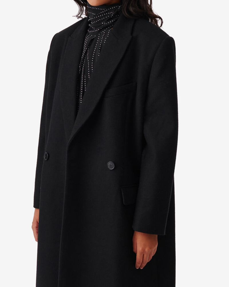 Manteau Long En Laine Vieni - Black