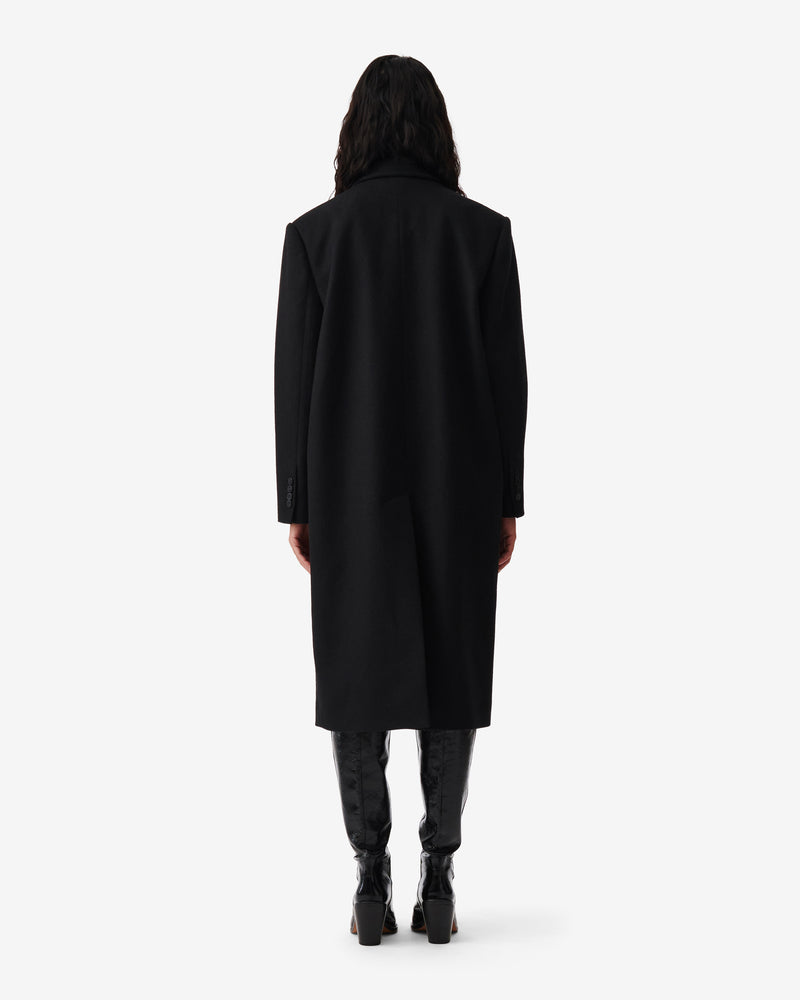 Manteau Long En Laine Vieni - Black