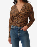 Top Froncé Imprimé Léopard Ernesta - Black/Camel