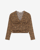 Top Froncé Imprimé Léopard Ernesta - Black/Camel
