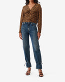 Top Froncé Imprimé Léopard Ernesta - Black/Camel