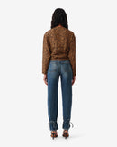 Top Froncé Imprimé Léopard Ernesta - Black/Camel