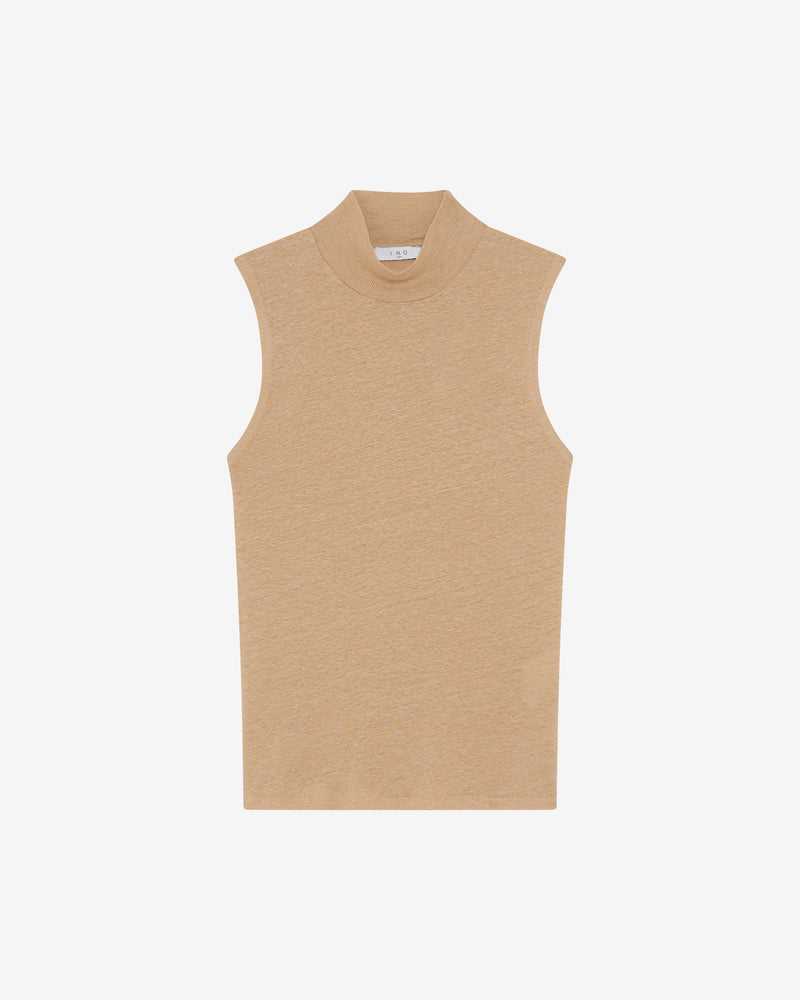 Débardeur En Lin Col Montant Galet - Light Beige