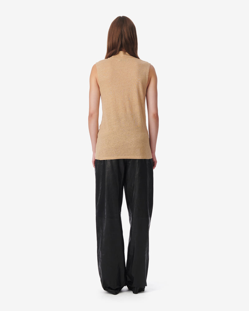 Débardeur En Lin Col Montant Galet - Light Beige