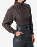 Top Drapé En Soie Gelisa - Dark Grey