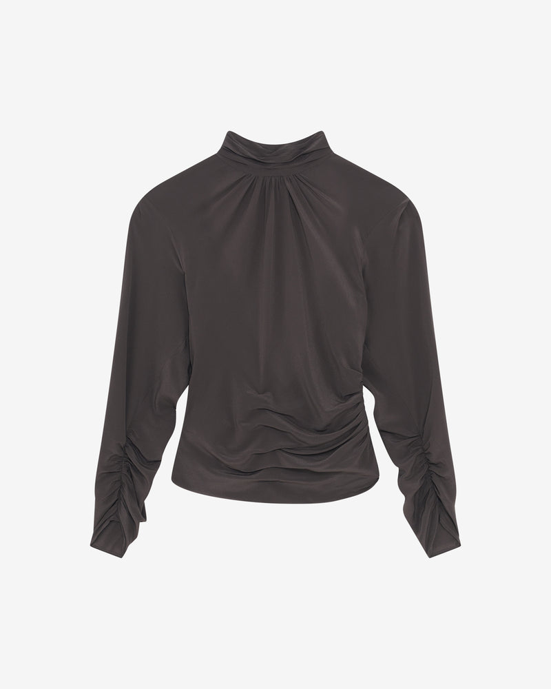 Top Drapé En Soie Gelisa - Dark Grey