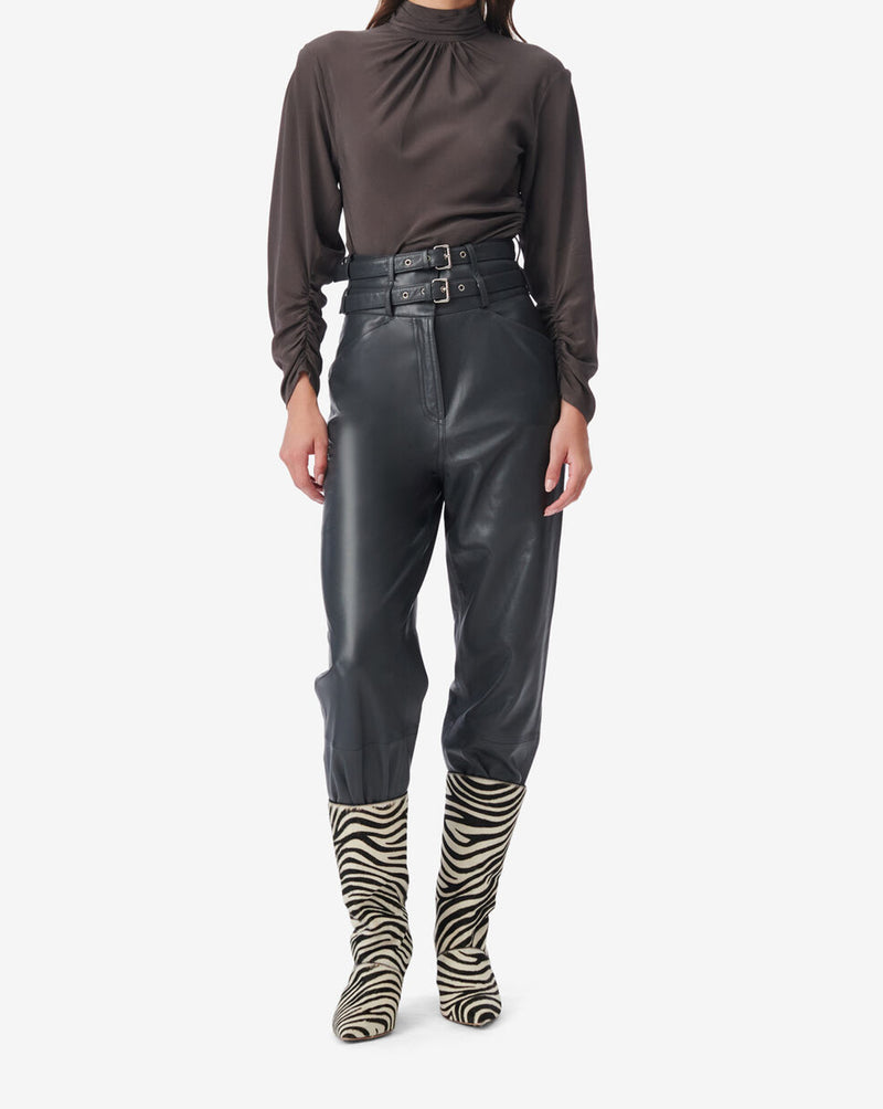 Top Drapé En Soie Gelisa - Dark Grey