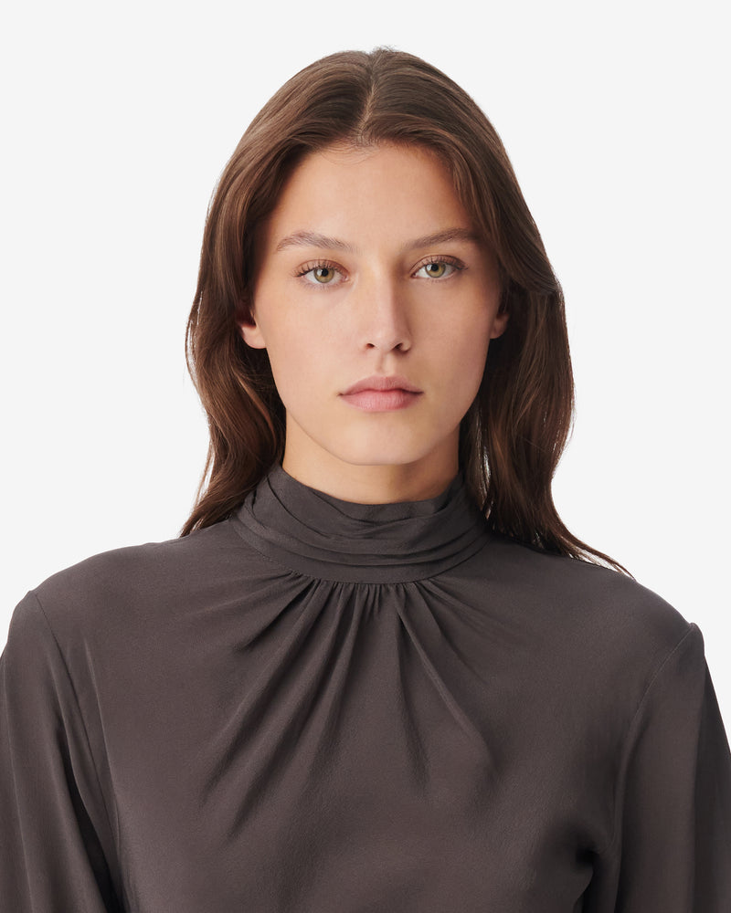 Top Drapé En Soie Gelisa - Dark Grey