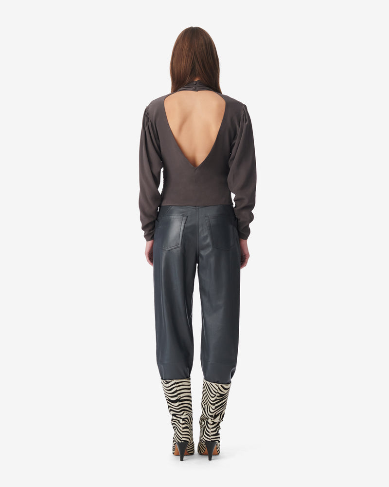 Top Drapé En Soie Gelisa - Dark Grey