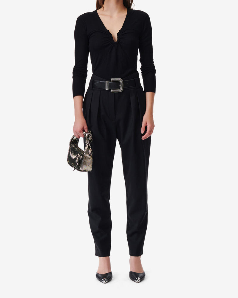 Top Col V Drapé Hallya - Black