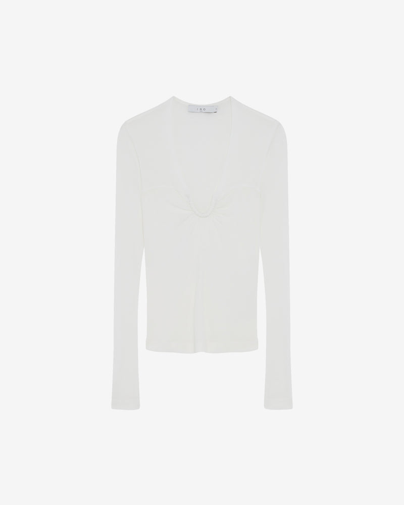 Top Col V Drapé Hallya - White