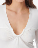 Top Col V Drapé Hallya - White