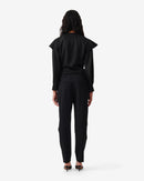 Top Marissa con cuello en V y volantes - Negro brillante