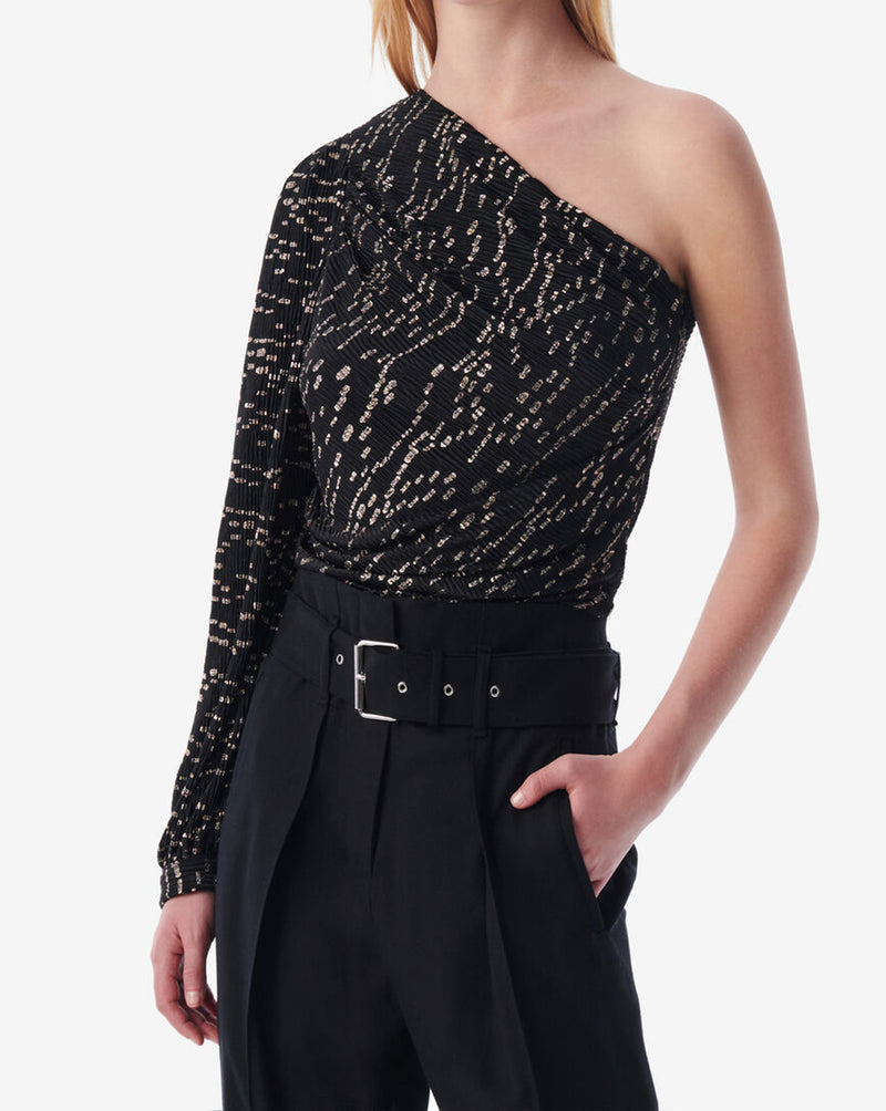 Top Asymétrique À Pois Rayna - Black/Gold