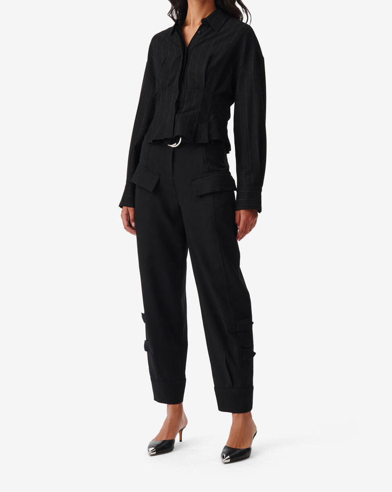 Chemise Rayée À Découpe Jannie - Black/White