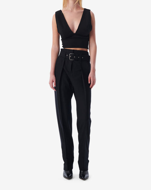 Benet Wool Carrot Trousers - Black