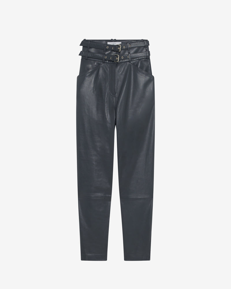 Pantalon Carotte En Cuir Bratis - Anthracite