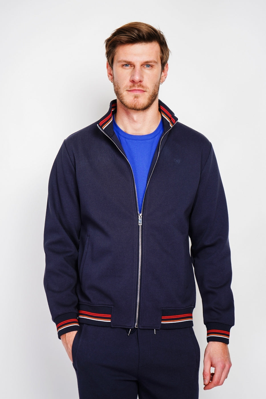 Felpa con zip - Blu navy - Uomo